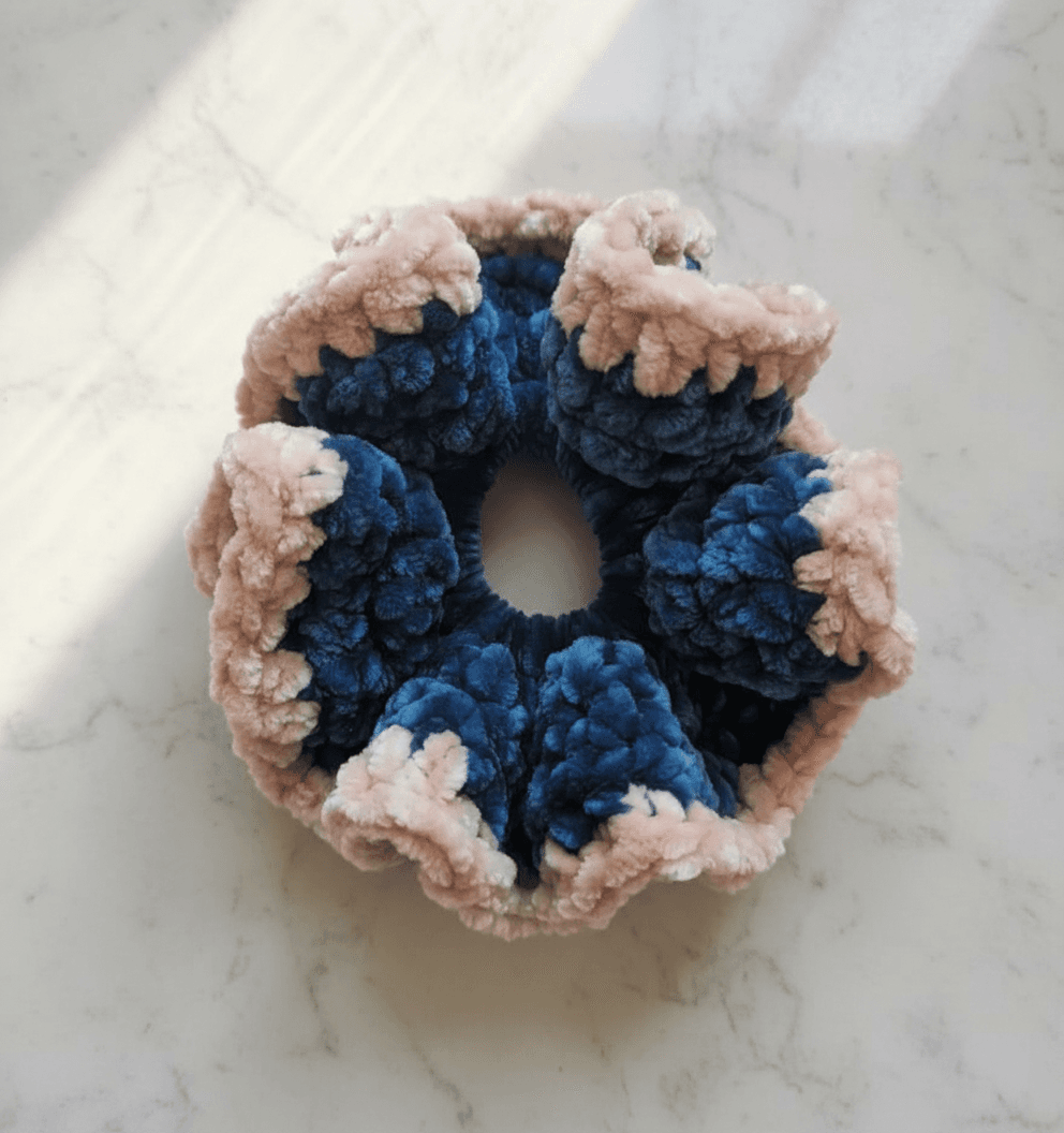 Petal Navy Chenille Scrunchie product photo